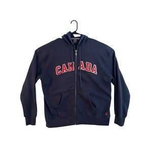 Kalson True North Strong & Free Canada Zip Up Hoodie Navy Blue Mens Large